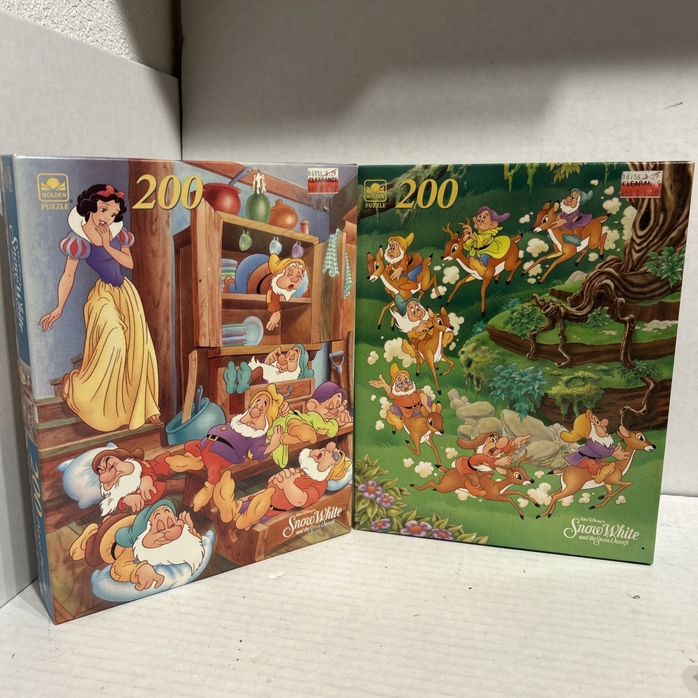 Golden Disney's Snow White And The Seven Dwarfs 200 Piece Puzzle Complete Lot